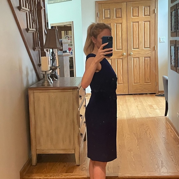 Ralph Lauren Blue Purple Twist Front Cap Sleeve Knee Length Dress - Picture 10 of 11